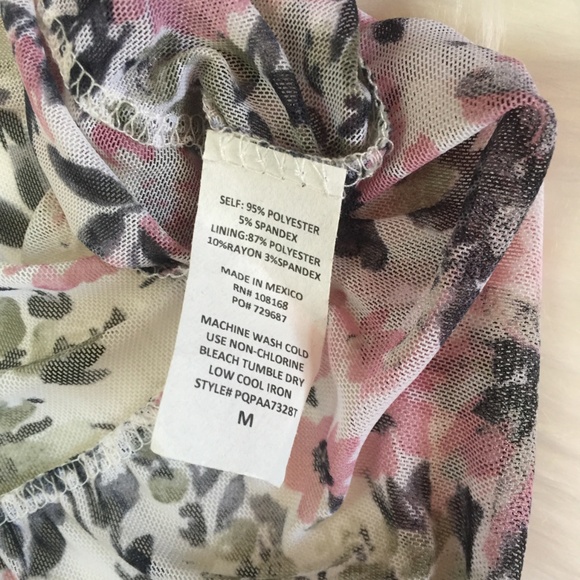 Full Tilt Floral Sheer Mesh Peplum Ruffle Top Med - Picture 6 of 8